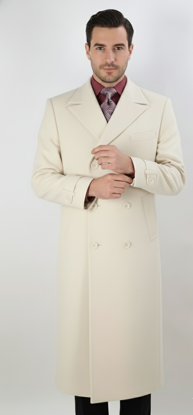 Apollo King Men's Full Length Top Coat Banded Wrists