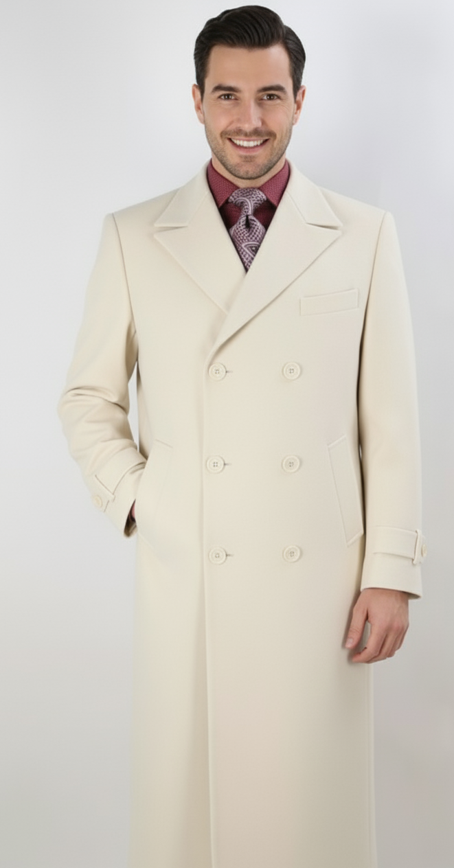 Apollo King Men's Full Length Top Coat Banded Wrists