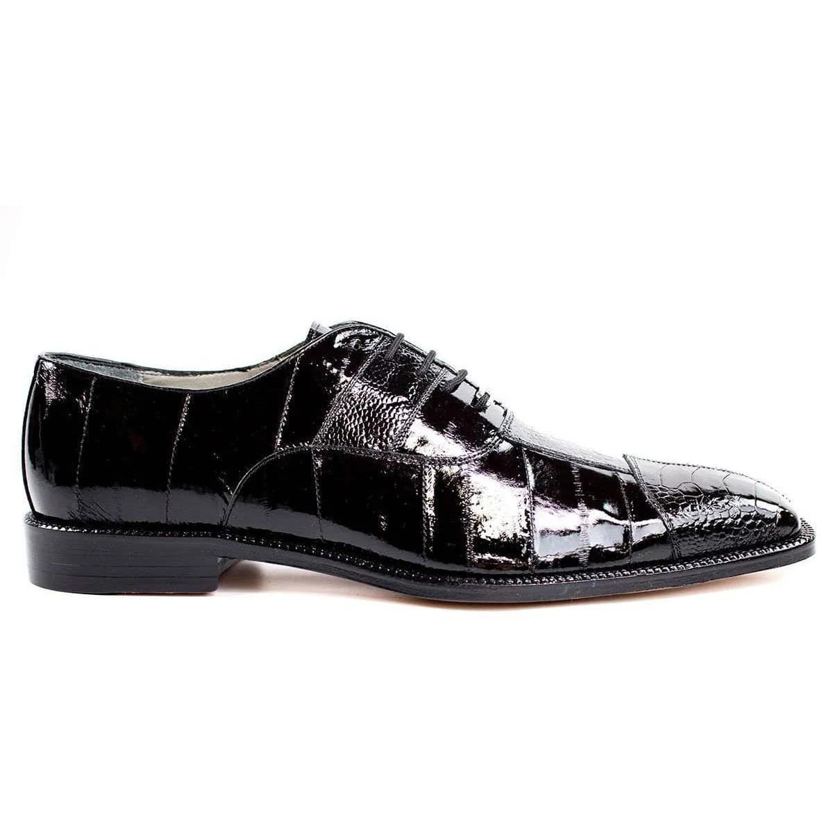 Belvedere Black Ostrich & Eel Oxfords