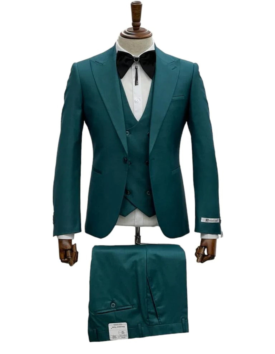 Giovanni Testi Green 3-Piece Suit with Vest
