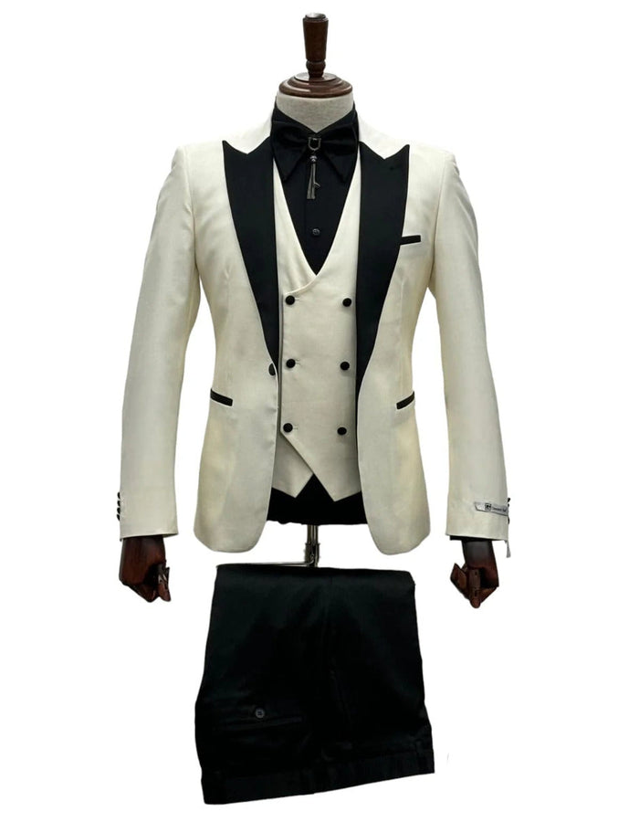 Ivory & Black Double Breasted 3-Piece Suit