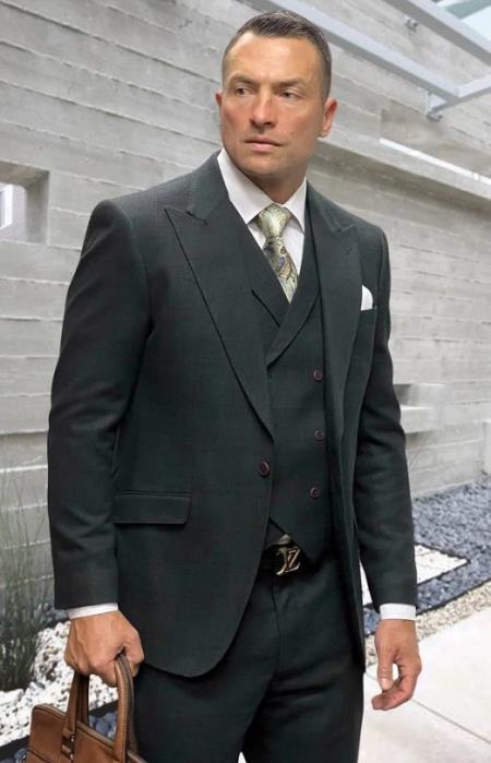 Glen Plaid Tweed Wool Suit - Vintage Style