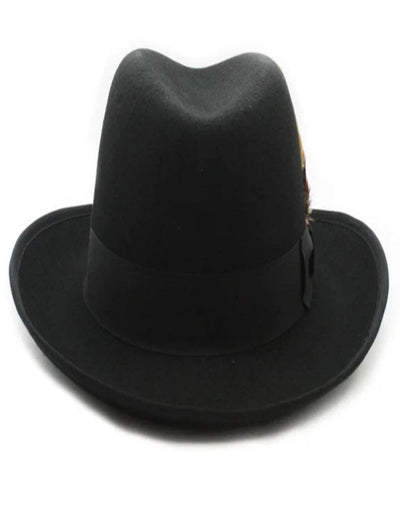 1920s Black Fedora – Men’s Classic Gangster Godfather Wool Dress Hat