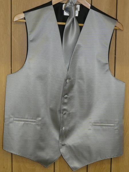 gray Groomsmen Dress Tuxedo Wedding Vest ~ Waistcoat ~ Waist coat & Tie set Buy 10 of same color Tie For $25 Each - Men's Neck Ties - Mens Dress Tie - Trendy Mens Ties