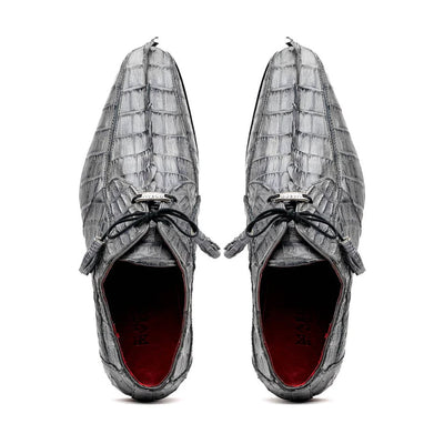 Marco Di Milano Gray Hornback Crocodile Derby Oxfords