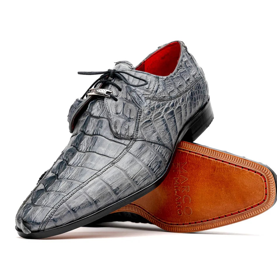 Marco Di Milano Gray Hornback Crocodile Derby Oxfords