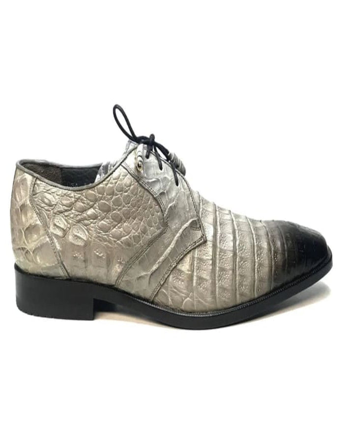 Los Altos Gray Crocodile Lace Up Dress Shoes
