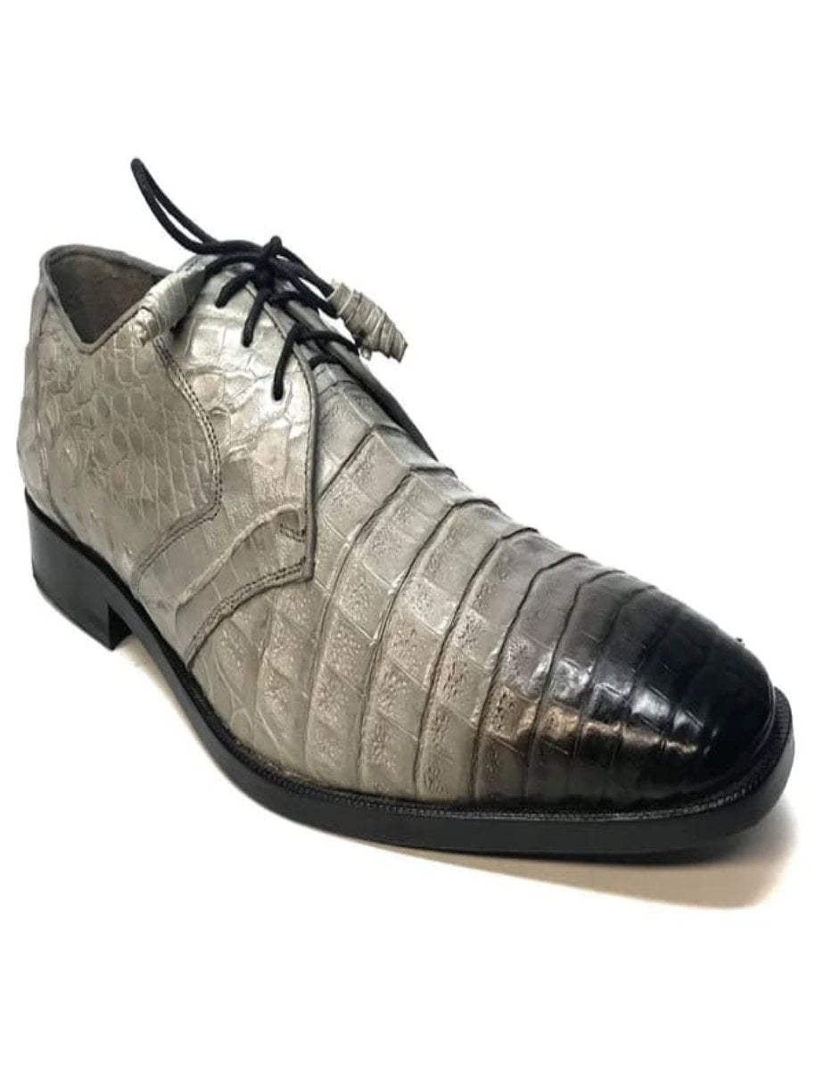 Los Altos Gray Crocodile Lace Up Dress Shoes