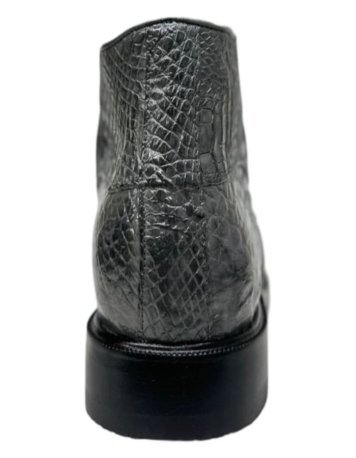 Gray Crocodile Lace-Up Ankle Boots