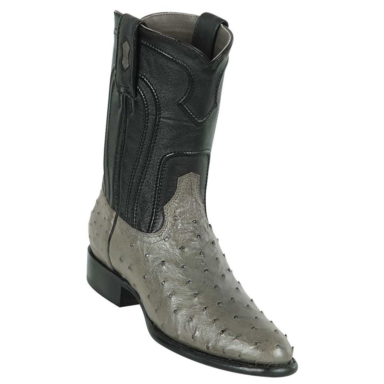 Men's Full Quill Ostrich Gray Roper Boots