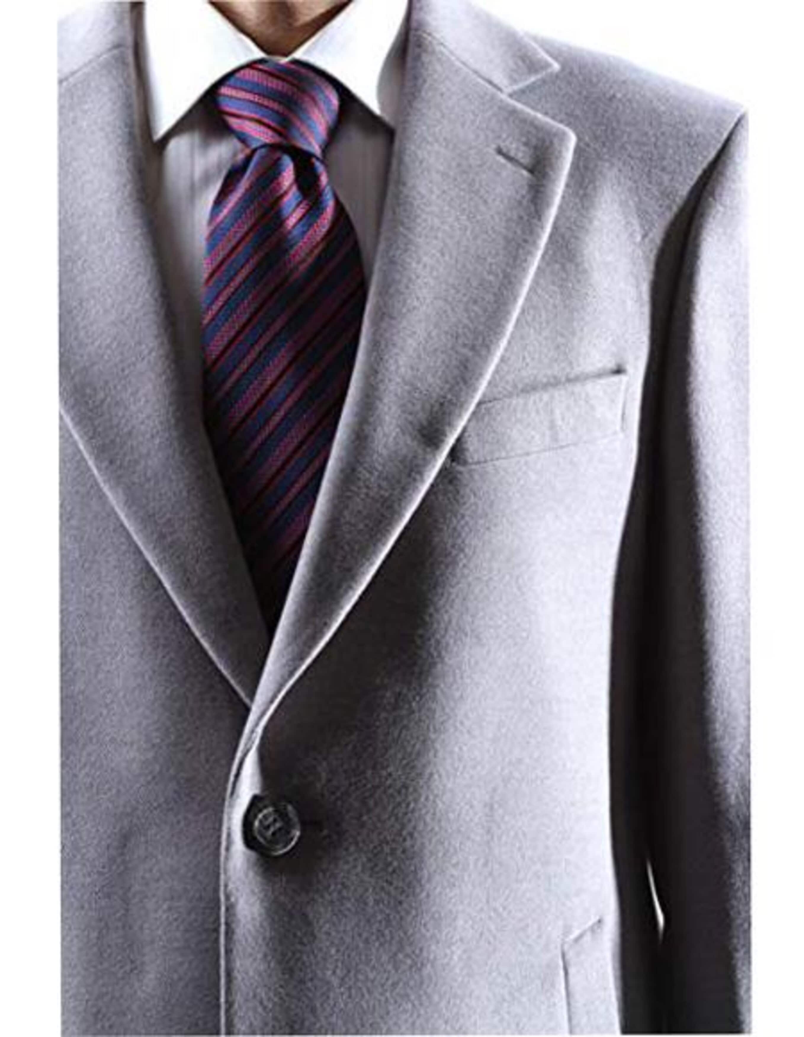 Gray Two Button Long Men's Overcoat