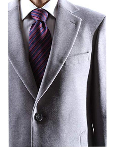 Gray Two Button Long Men's Overcoat