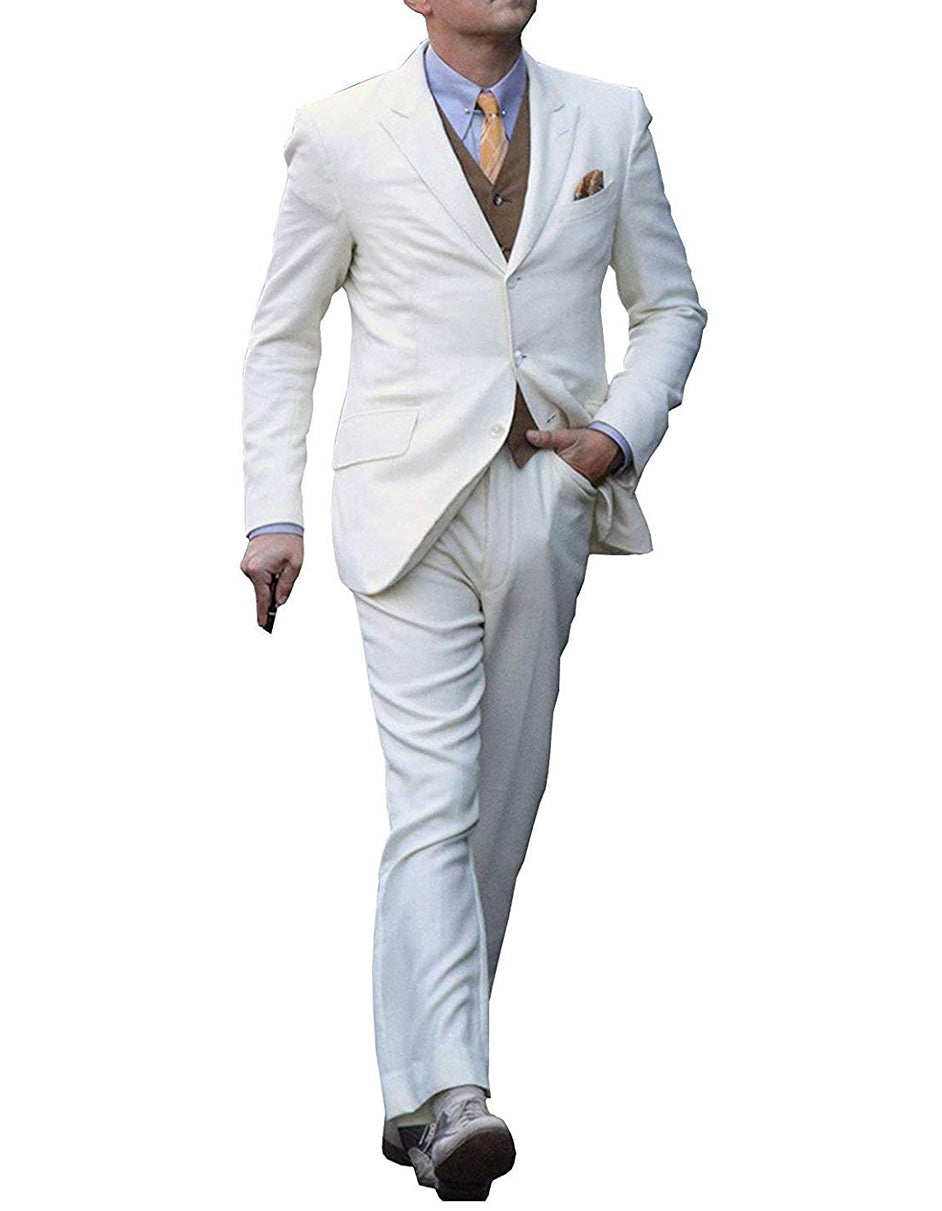 Ivory Gatsby-Inspired Peak Lapel Suit for Men