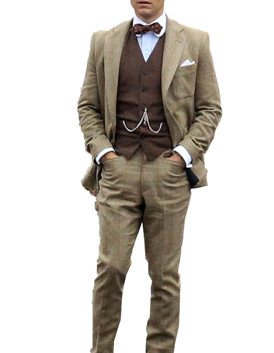 Vested Great Gatsby-Inspired Taupe Suit