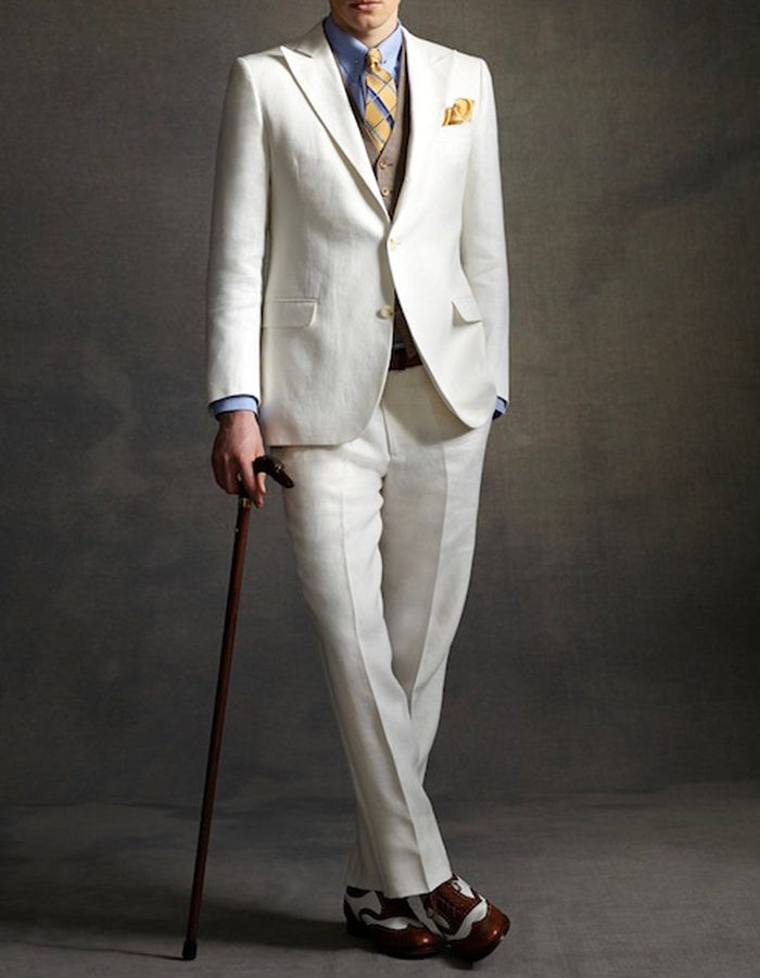 Ivory Gatsby Peak Lapel Suit with Vest