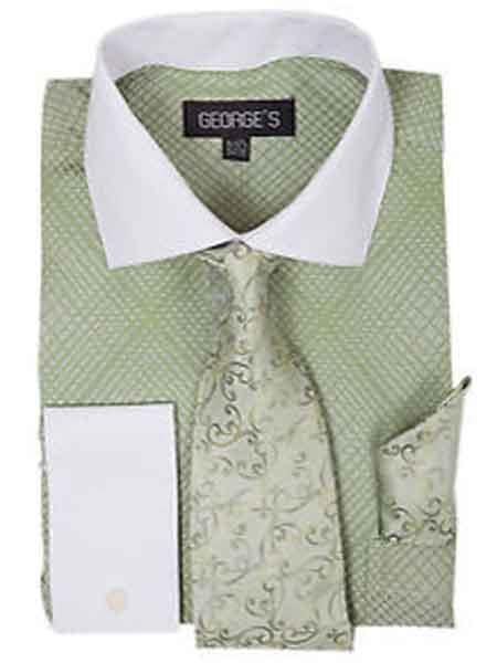 apple green mens dress shirt Men's Basic Solid Color Button Up Dress Shirt (Apple Green) Apple Green / 5X-Large/21-21.5 Neck/36-37 Sleeve