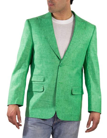 Alberto Nardoni Brand Men's One Ticket Pocket Green Thread & Stitch 100% Blazer