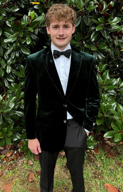 Green Velvet Slim Fit Men's Fashion Jacket