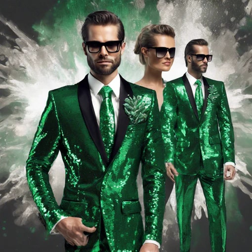 Sequin Tuxedo Suit with Sequin Pants