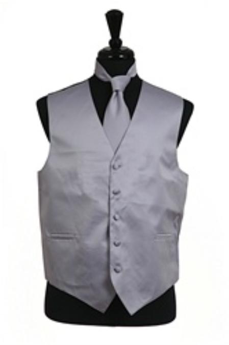 Men's Grey Regular Fit Wedding Dress Tuxedo with Vest ~ Waistcoat ~ Waist coat Tie Set Buy 10 of same color Tie For $25 Each - <li>Men's Neck Ties - Mens Dress Tie - Trendy Mens Ties