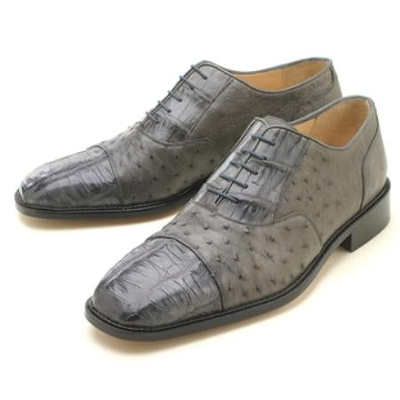 Oxfords Grey Croc/Ostrich Authentic Genuine Skin Italian Lace Up Oxford Dress Shoe Mens Ostrich Skin Shoes