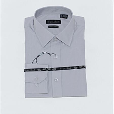 Affordable Clearance Cheap Mens Dress Shirt Sale Online Trendy - Slim-Fit Solid Grey Men's Dress Shirt