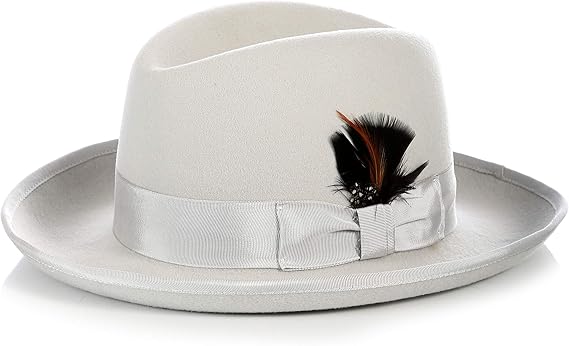 Premium Godfather Homburg Hat Men's Light Grey
