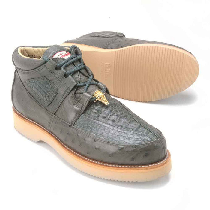 Los Altos Grey Caiman & Ostrich Sneaker