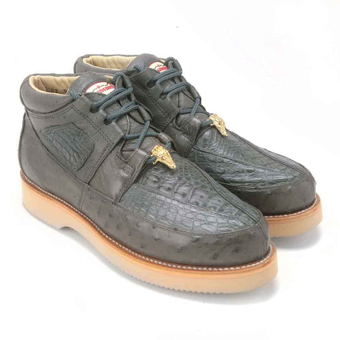 Los Altos Grey Caiman & Ostrich Sneaker