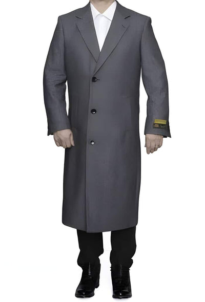 Men's Grey Herringbone Wool Overcoat