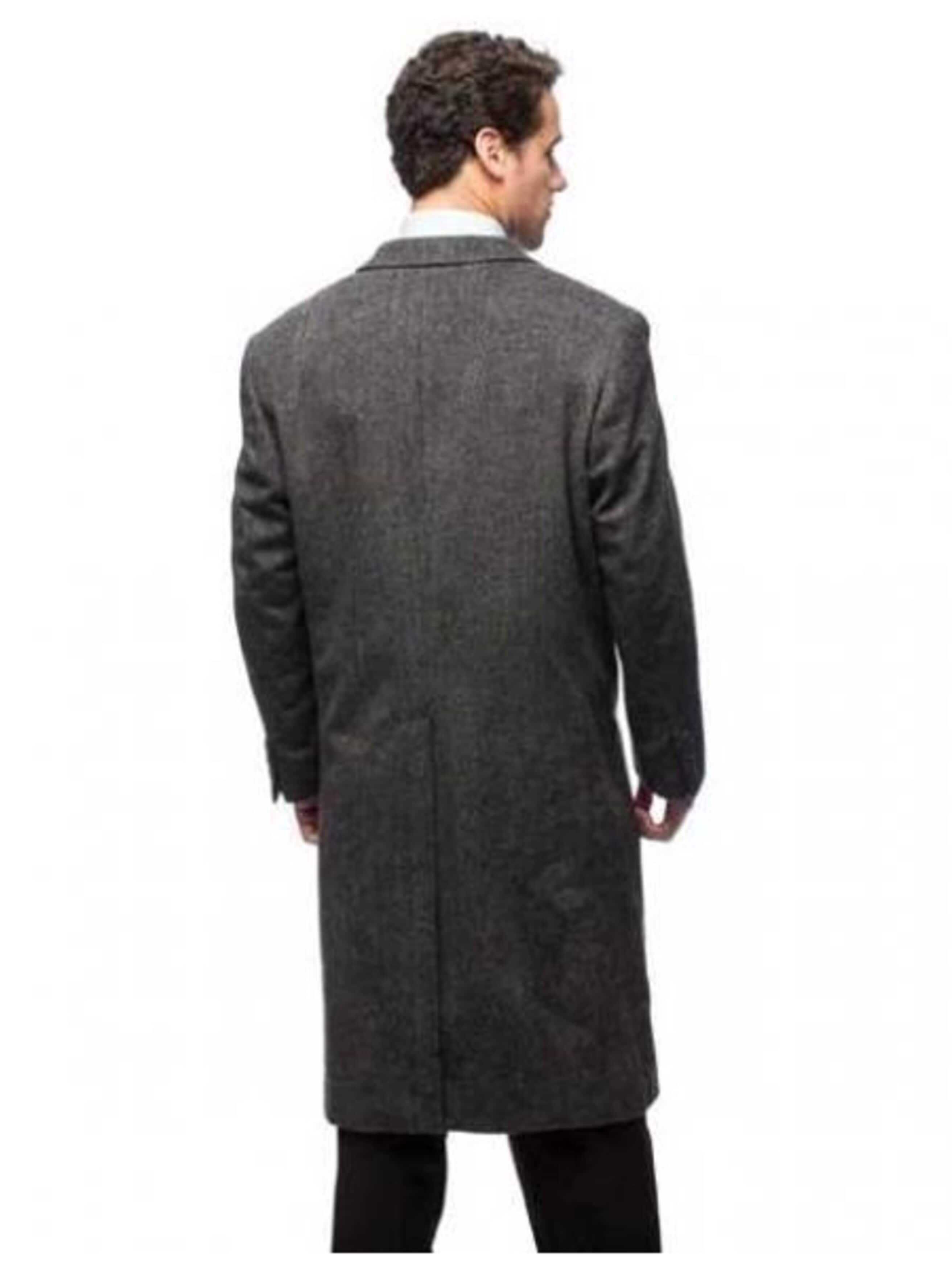 Herringbone Cashmere Blend Three Button Coat