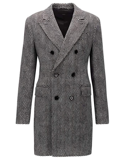 Gray Herringbone Tweed Six Button Overcoat