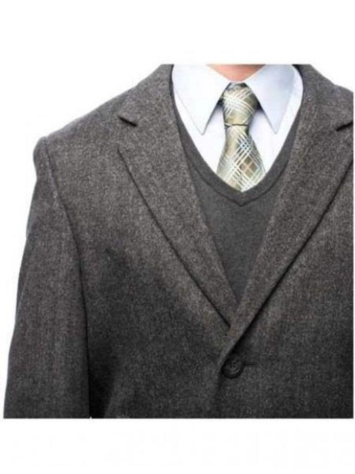 Herringbone Cashmere Blend Three Button Coat