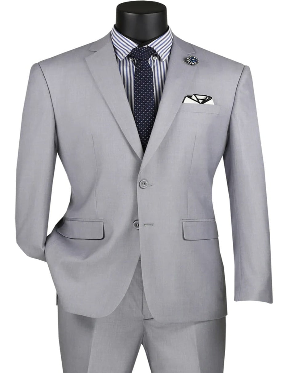 Light Grey Two Button Modern Fit Wedding Suit
