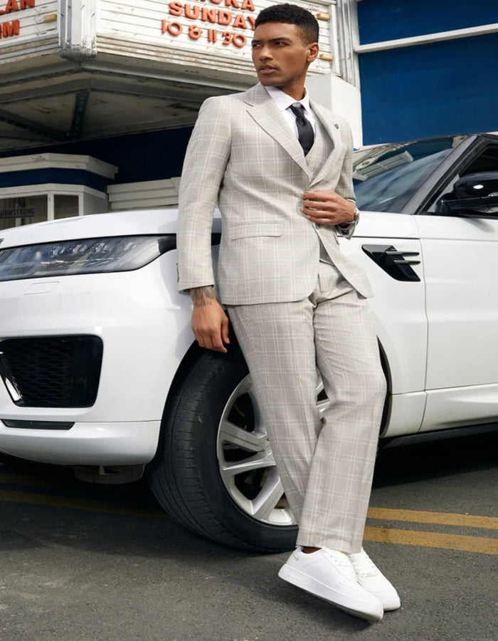 Light Grey Two Button Vested Suit by Stacy Adams