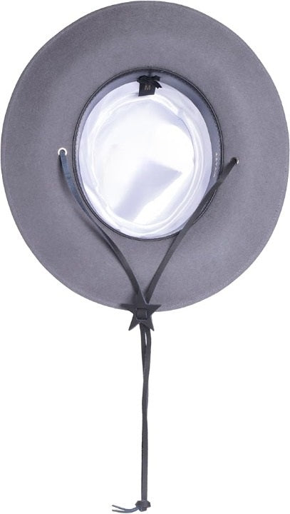 Men's Grey Wool Fedora with Wide Brim and Ribbon
