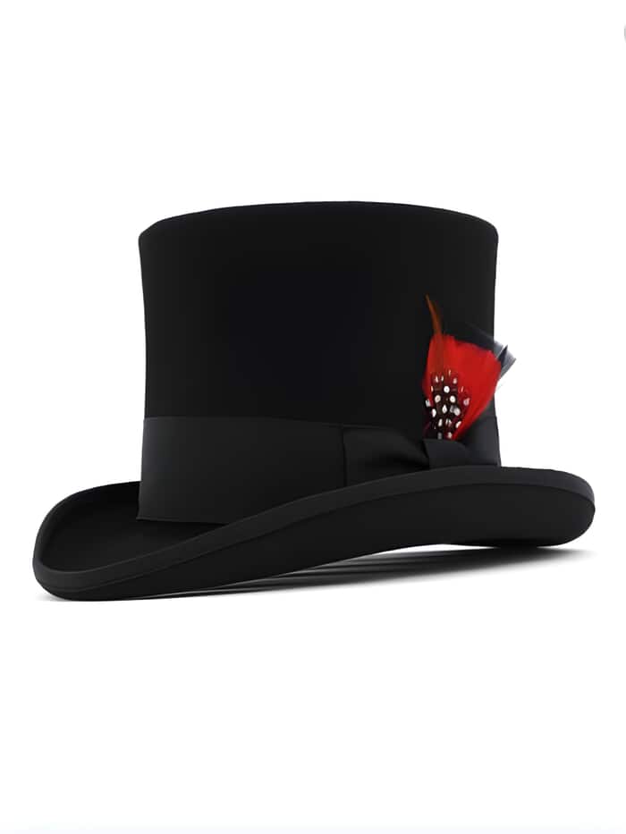 Grosgrain Ribbon 100% Dress Fedora Hat For Men Wool Felt Black Top Hat ~ Tuxedo Hat