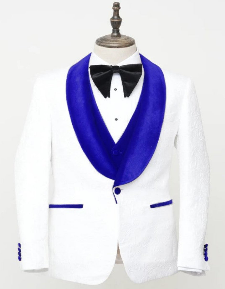 Blue Prom Suit with Velvet Lapel