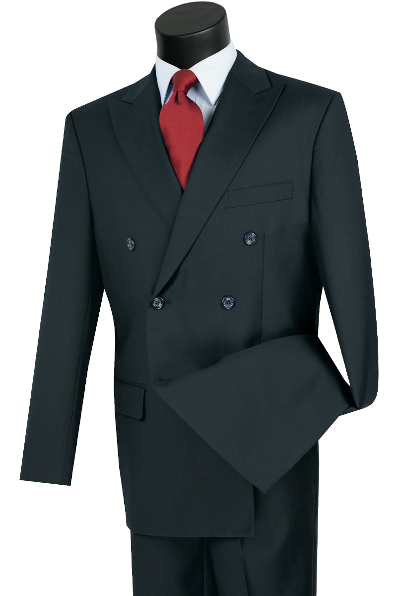 Double Breasted Navy Suit with Wool Feel