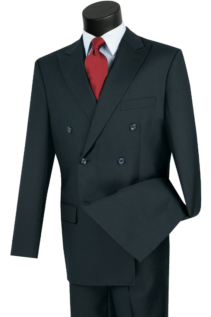Double Breasted Navy Suit with Wool Feel
