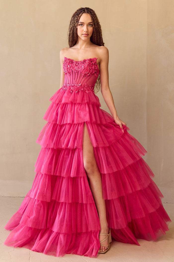 Formal Dress Sweetheart Beaded Sequin Prom Gown By Amelia Couture 9053