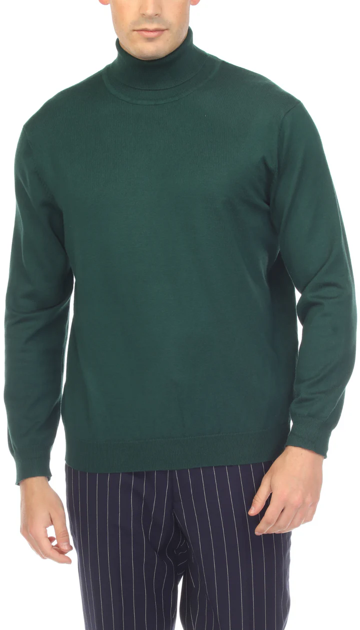 Hunter Green Men's Pullover Turtleneck Sweater
