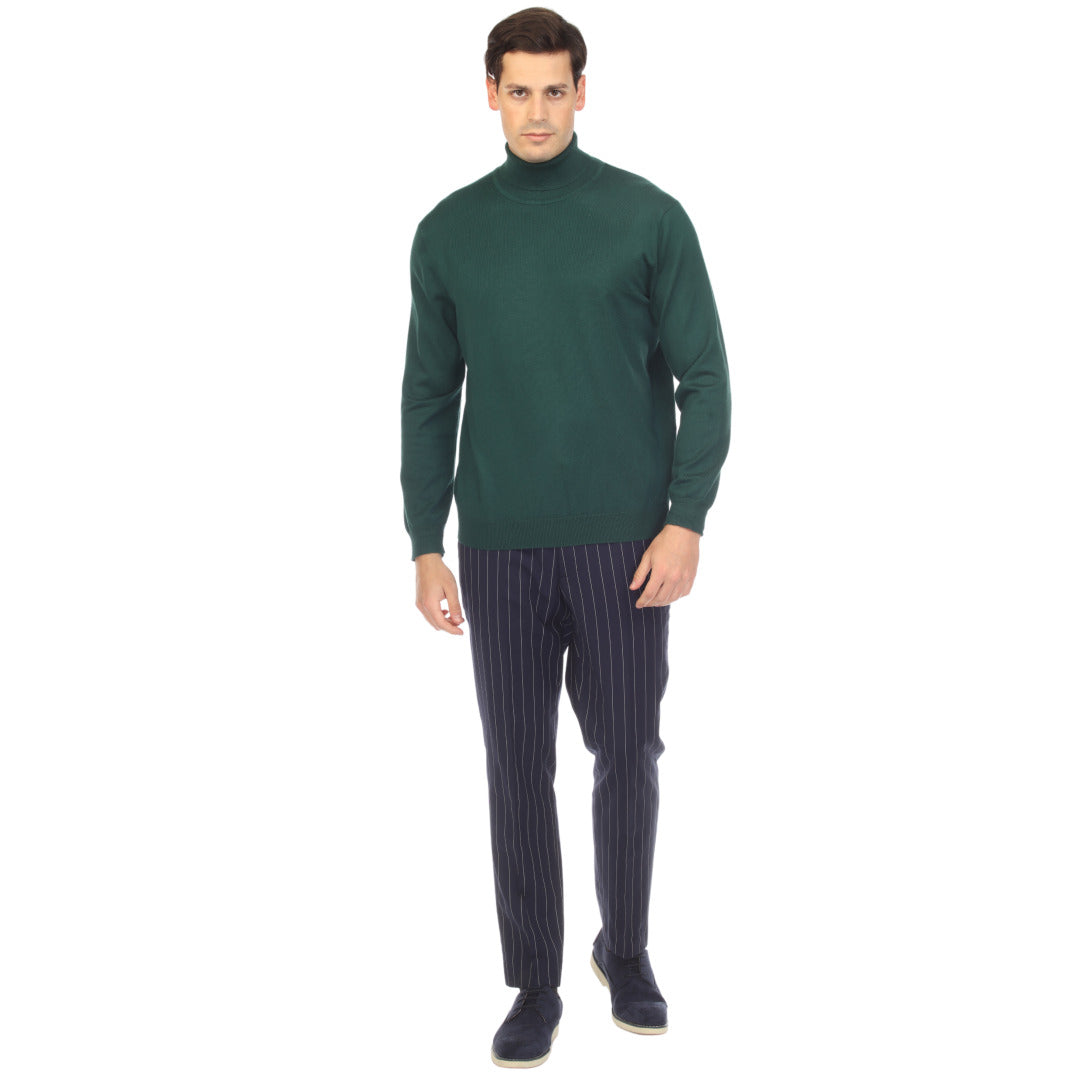 Hunter Green Men's Pullover Turtleneck Sweater
