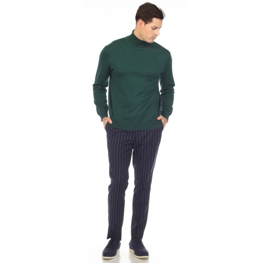 Hunter Green Men's Pullover Turtleneck Sweater