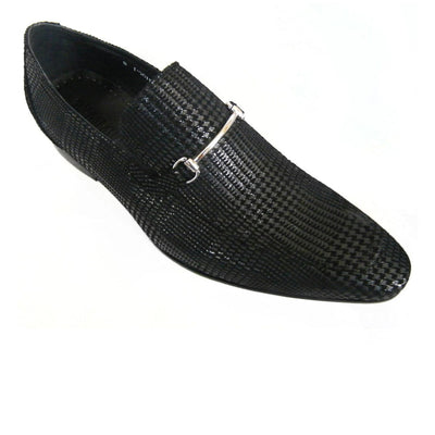 Mens Zota Leather Textured Slip On Loafer Dress Shoe in Black