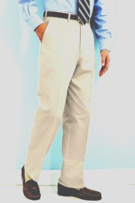 PA100 Snow White Men's White Dress Pants Hand Made Relax Fit unhemmed unfinished bottom