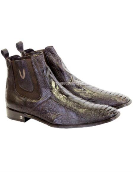 Men's Handmade Brown Vestigium Genuine Ostrich Leg Chelsea Boots