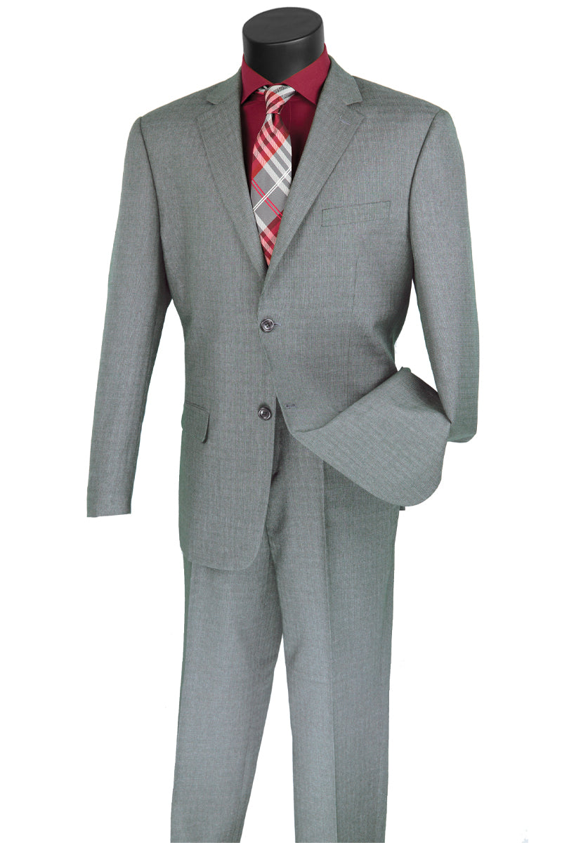 Modern 2 Button Grey Textured Weave Suit