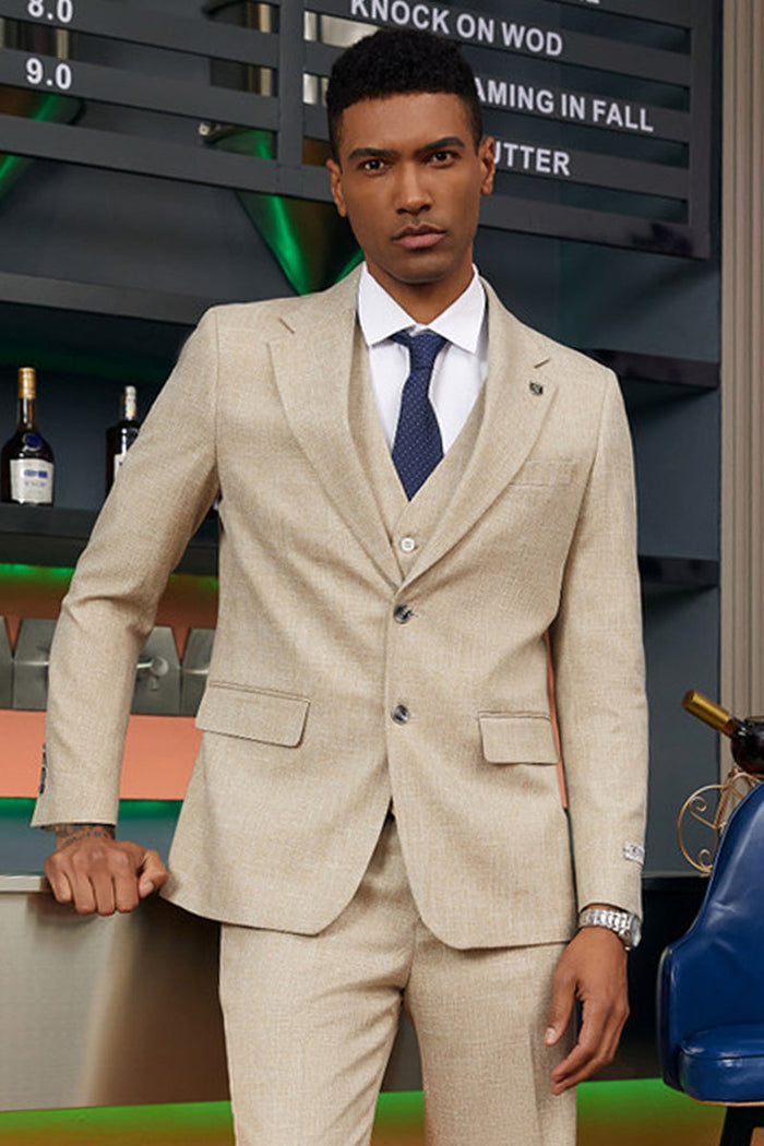 Stacy Adams Light Tan Two Button Vested Suit