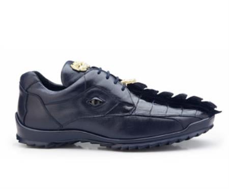 Authentic Authentic Genuine Skin Italian Brand Genuine Night Blue Hornback Crocodile and Soft Calf Leather Lining Shoe